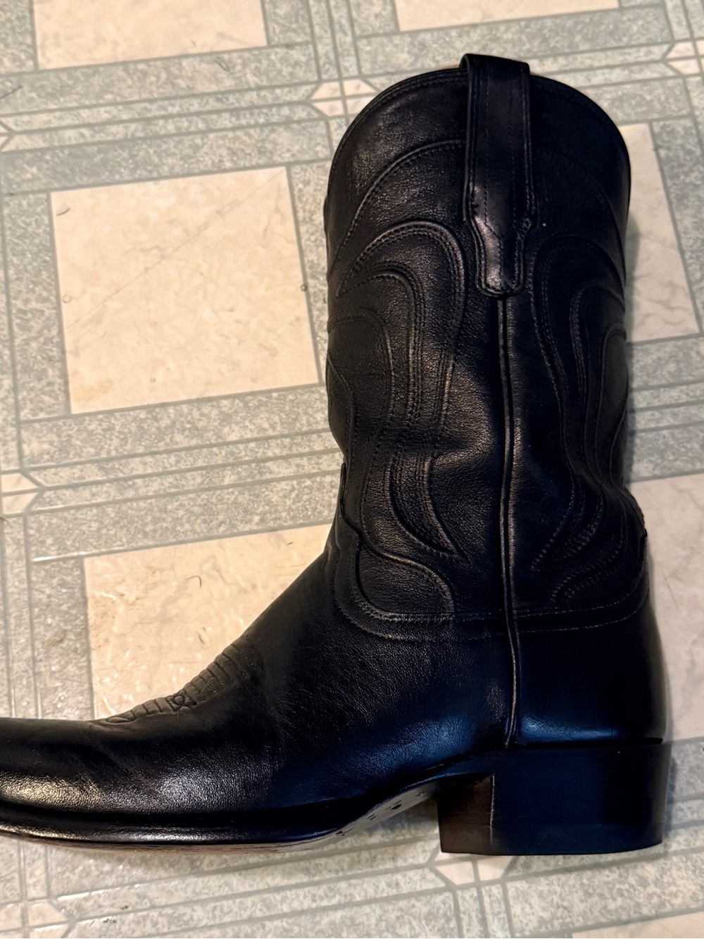 Tecovas “The Cartwright” midnight calfskin Leather Cowboy Boots size 8EE - Picture 3 of 11